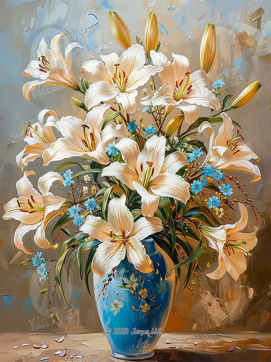 Serenade of White Lilies - Flowers Diamond Painting Kit - YLJ Art Shop Diamond Painting Set YuLee Jonges